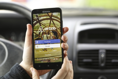 Airbnb app on a cell phone