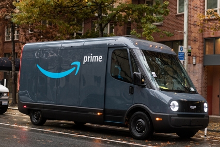 Amazon Prime Rivian EV stock photo
