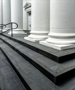 Architectural column details from old public building exterior