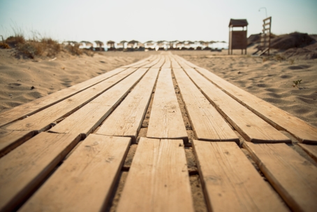 Way to the sunny beach stock photo