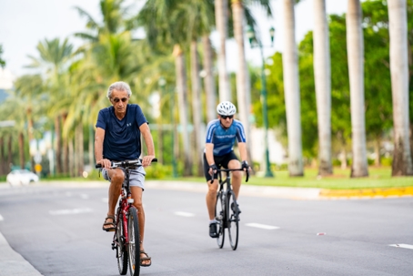 Senior man riding a bike