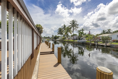 House in front of a canal with boat dock