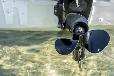 Close-up of propeller on boat