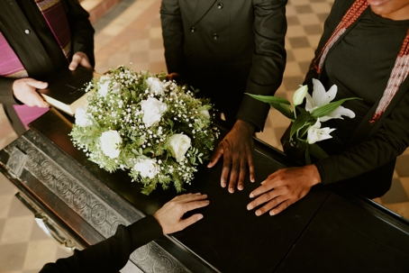 Burial Service in Church stock photo
