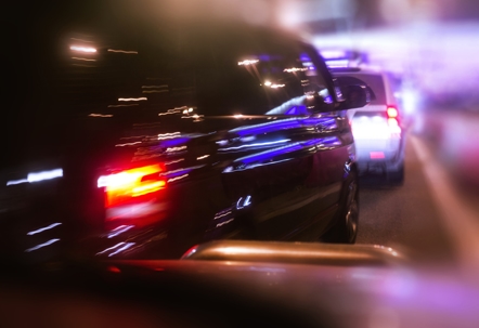 Minivan grossly violates the traffic regulations stock photo