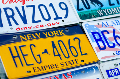 Vehicle registration plate of the united states of America. stock photo