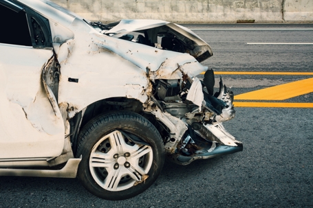 Car crash accident on the road stock photo
