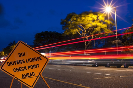Deep blue sky dui checkpoint stock photo
