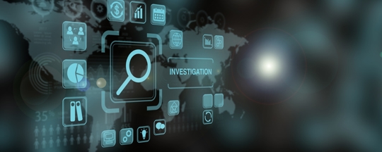 Futuristic Investigation Concept Interface with Touch Interaction stock photo