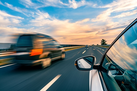 Driving on the motorway stock photo