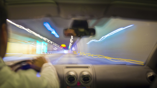 Driving in a tunnel stock photo
