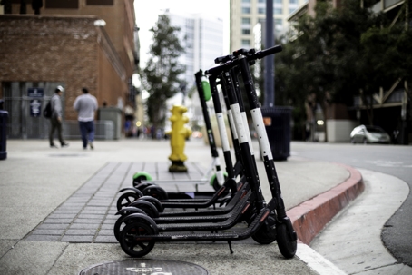 E-scooters in a row