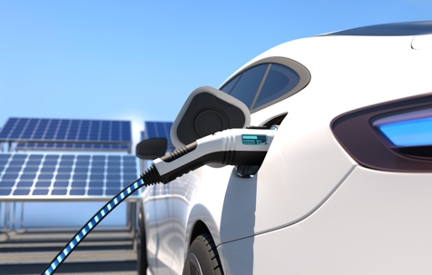 Electric car power charging, Charging technology, Clean energy filling technology. stock photo