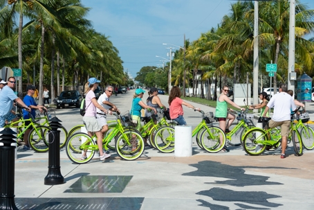 bike riders in a crosswalk