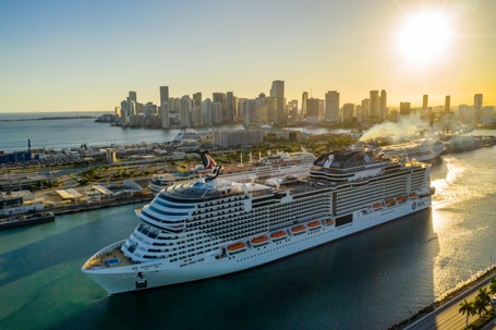MSC Meraviglia aerial photo Miami stock photo