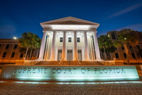 Beautiful photo Supreme Court of Florida USA shot at twilight stock