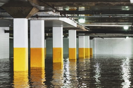 flooded parking garage