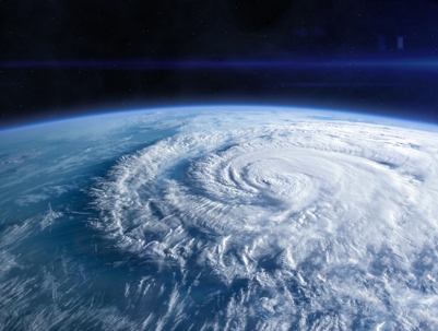 photo of a hurricane from space view