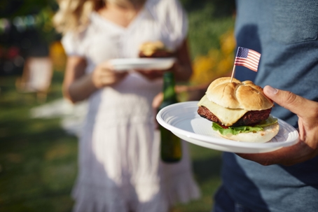 Labor Day BBQ &  mini cheeseburger with an american flag toothpick
