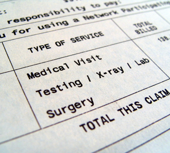 Medical bills for separate types of services stock photo