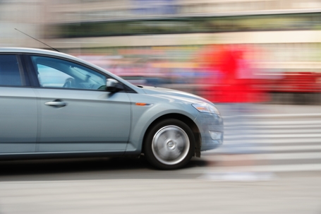 Motion blurred car in traffic