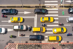 taxi cabs in traffic