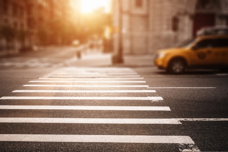 Taxi running fast on nyc stock photo