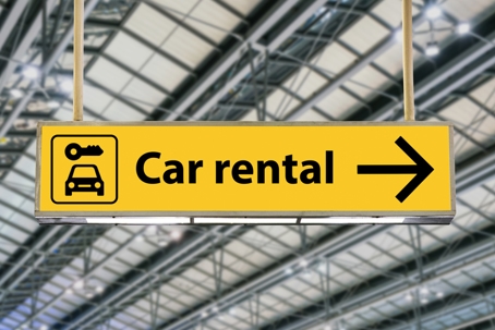 Car rental sign at the airport