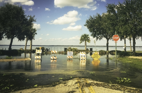 Road flooded in Florida stock photo