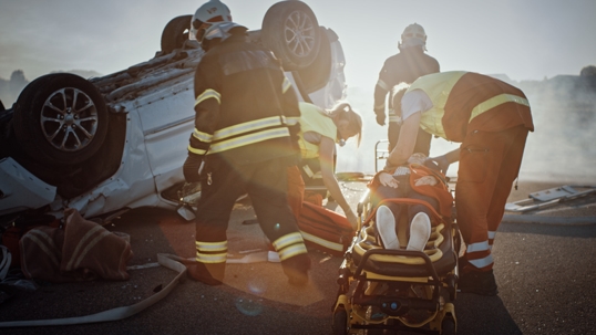 Rollover Car Crash Traffic Accident Scene