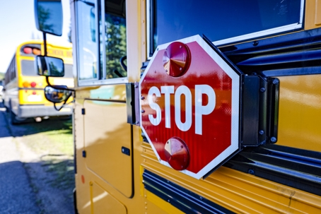 School Bus Stop Sign stock photo