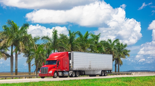 Semi truck on the highway in Florida