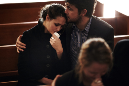 Filled with sorrow at their loss stock photo