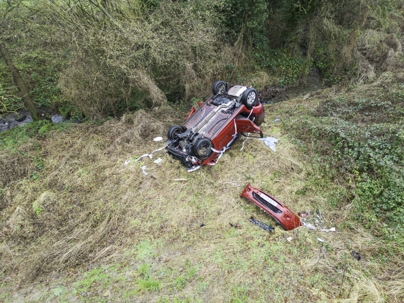 Rollover Car Traffic Accident stock photo