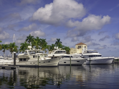 Yachts in upscale coastal marina in Florida