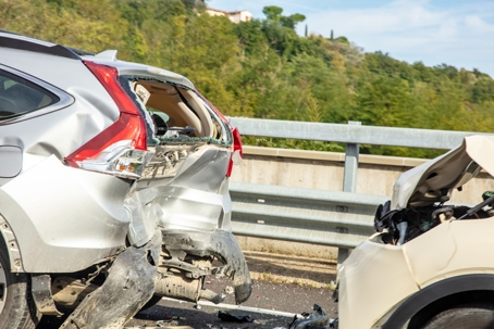 Car Trunk Crashed Due To Accident stock photo